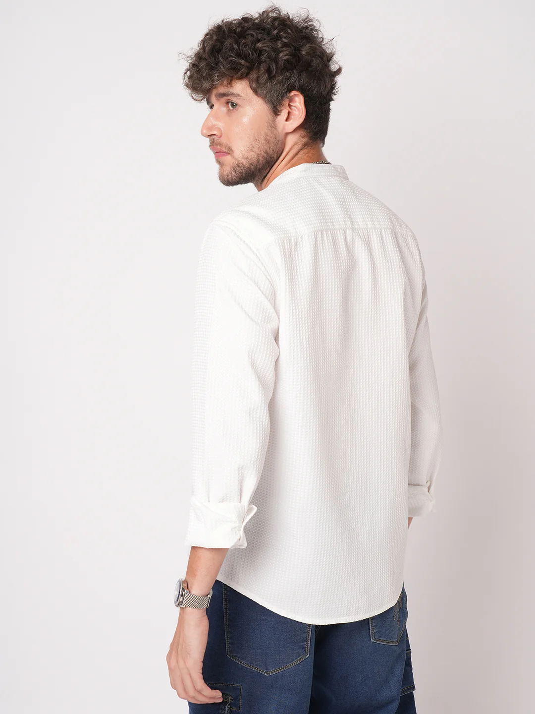 Snow White Dot Embossed Kurta - Image 7