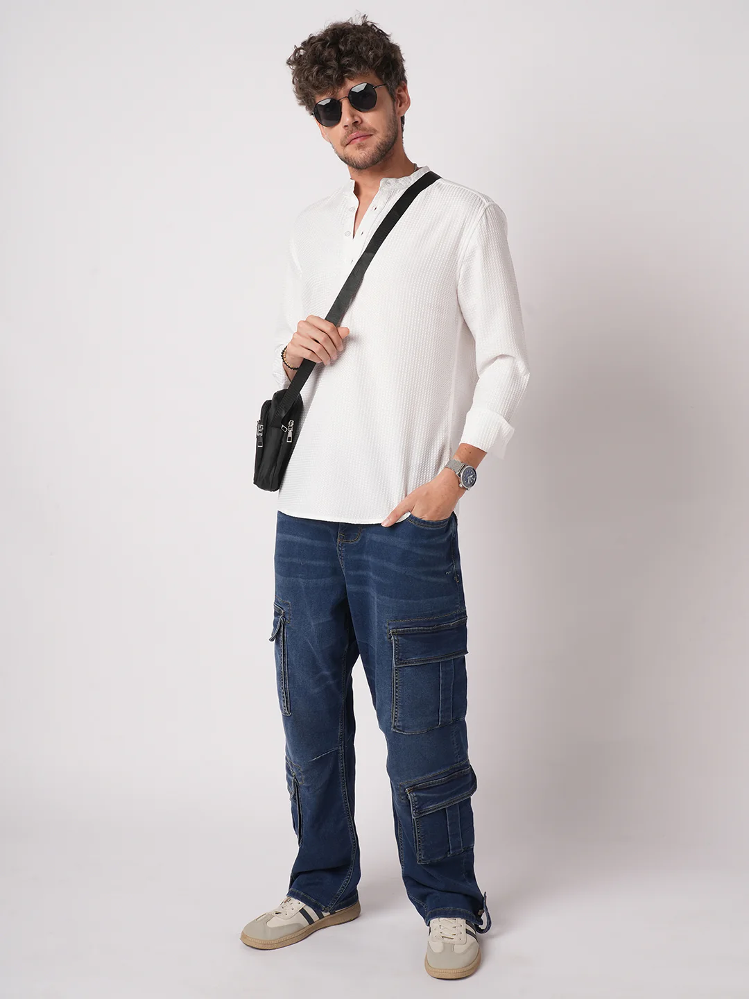Snow White Dot Embossed Kurta - Image 8