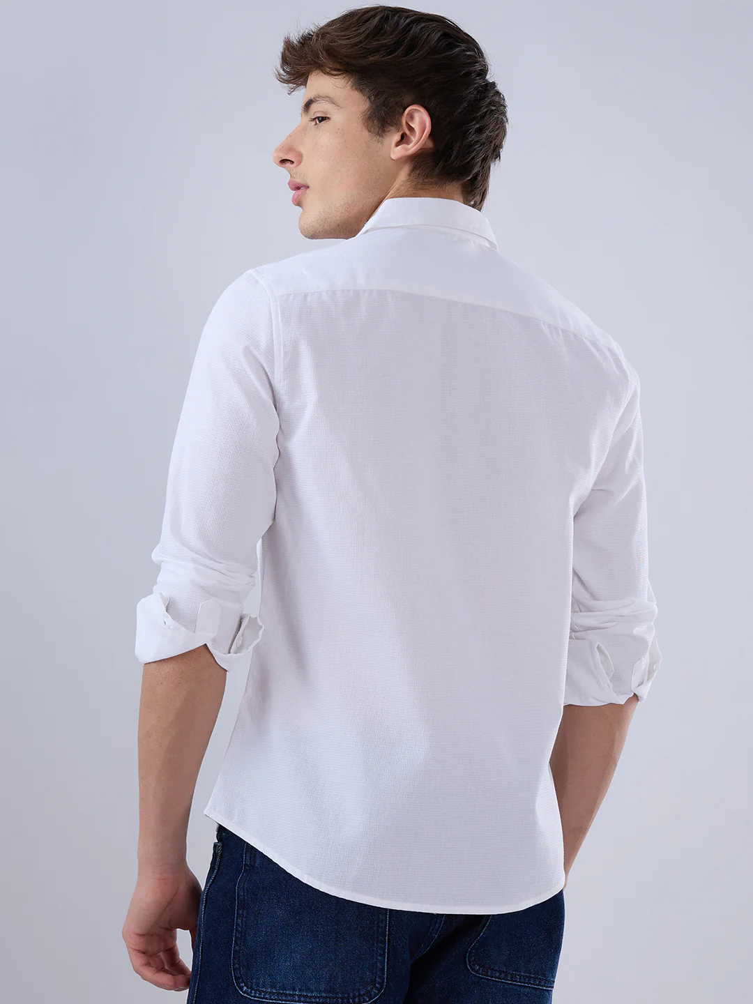 Snow White Minimal Textured Shirt - Image 7