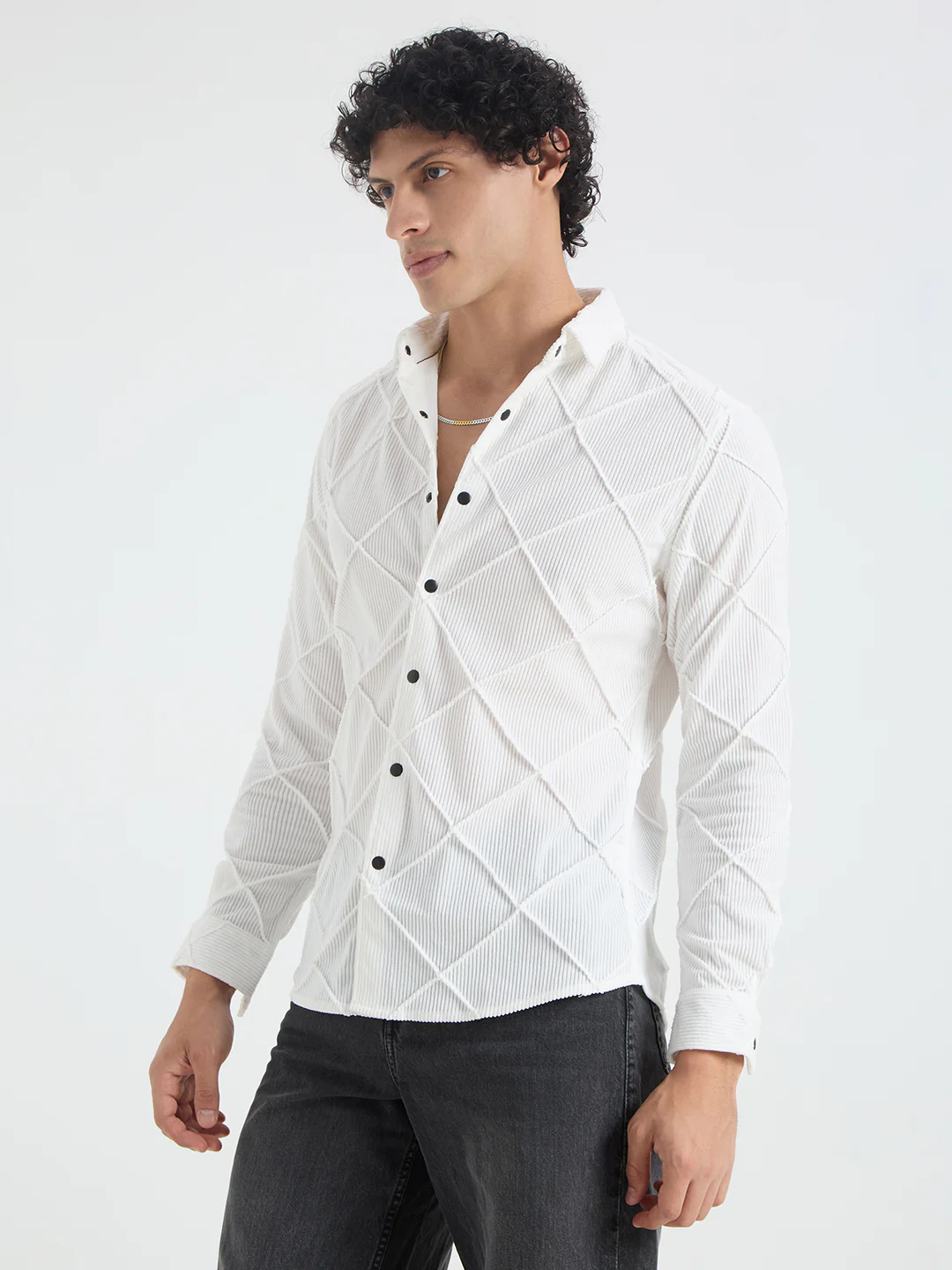 Snow White Textured Corduroy Shirt - Image 6