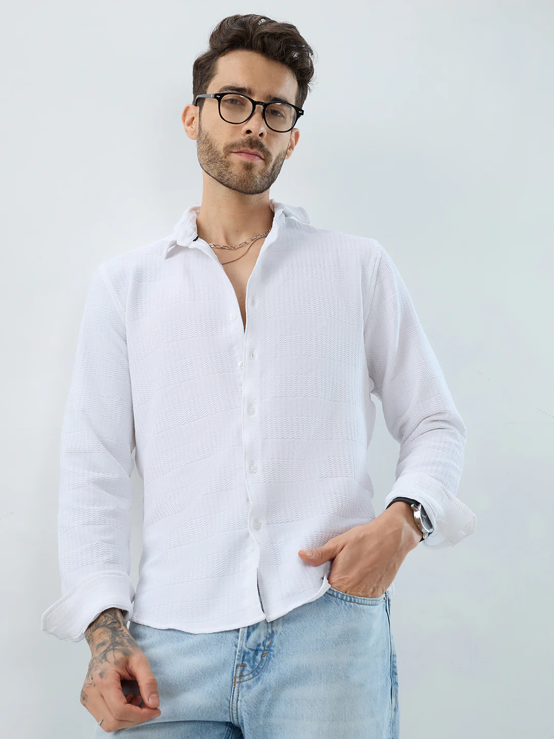 Snowfall Cascade Wavy Textured Shirt
