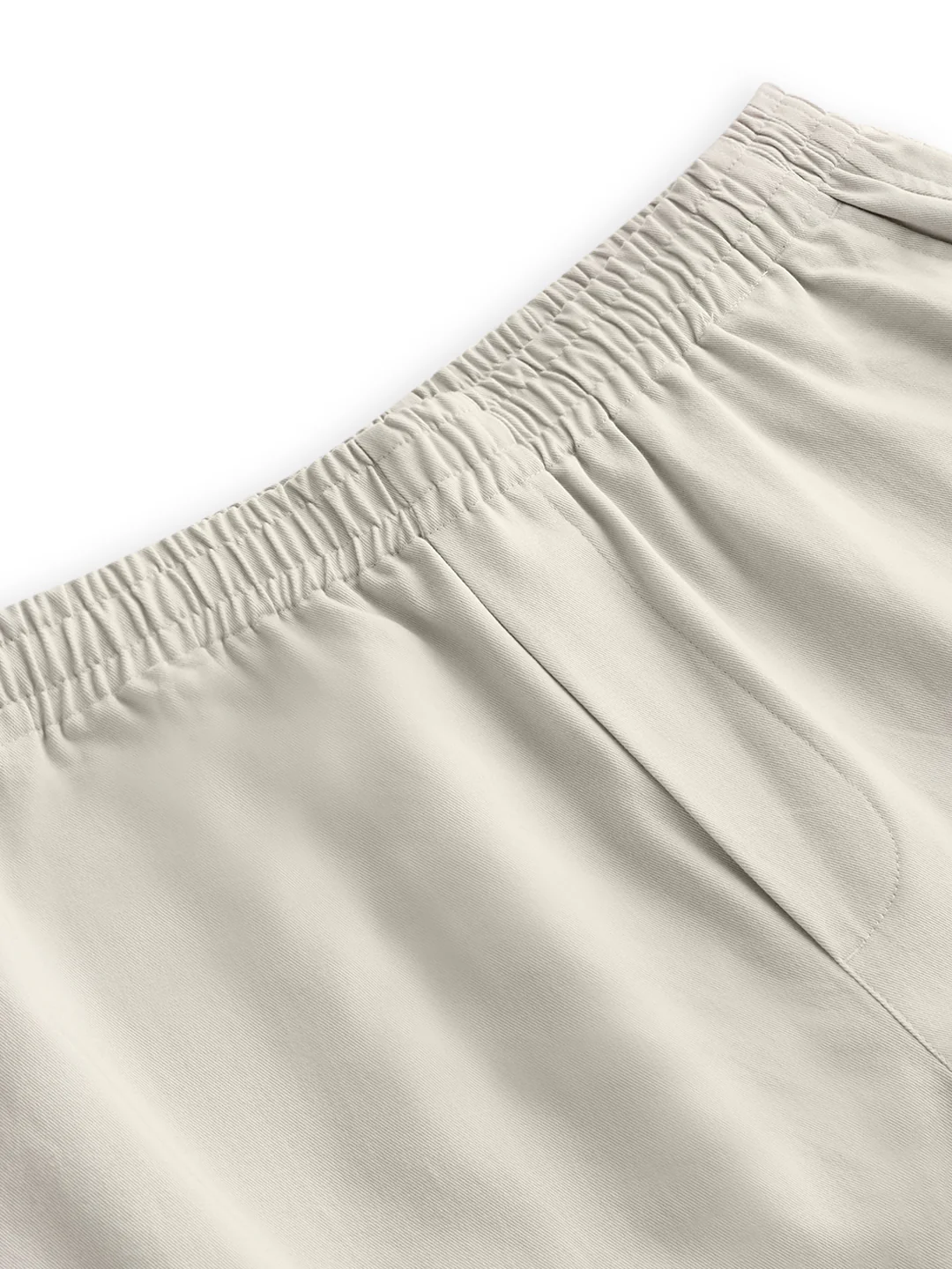 Solid Stone Beige Tapered Trousers - Image 9