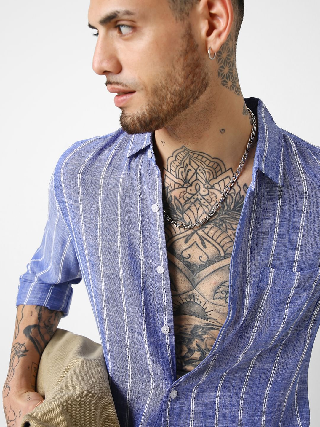 Steel Blue Striped Dobby Shirt - Image 2