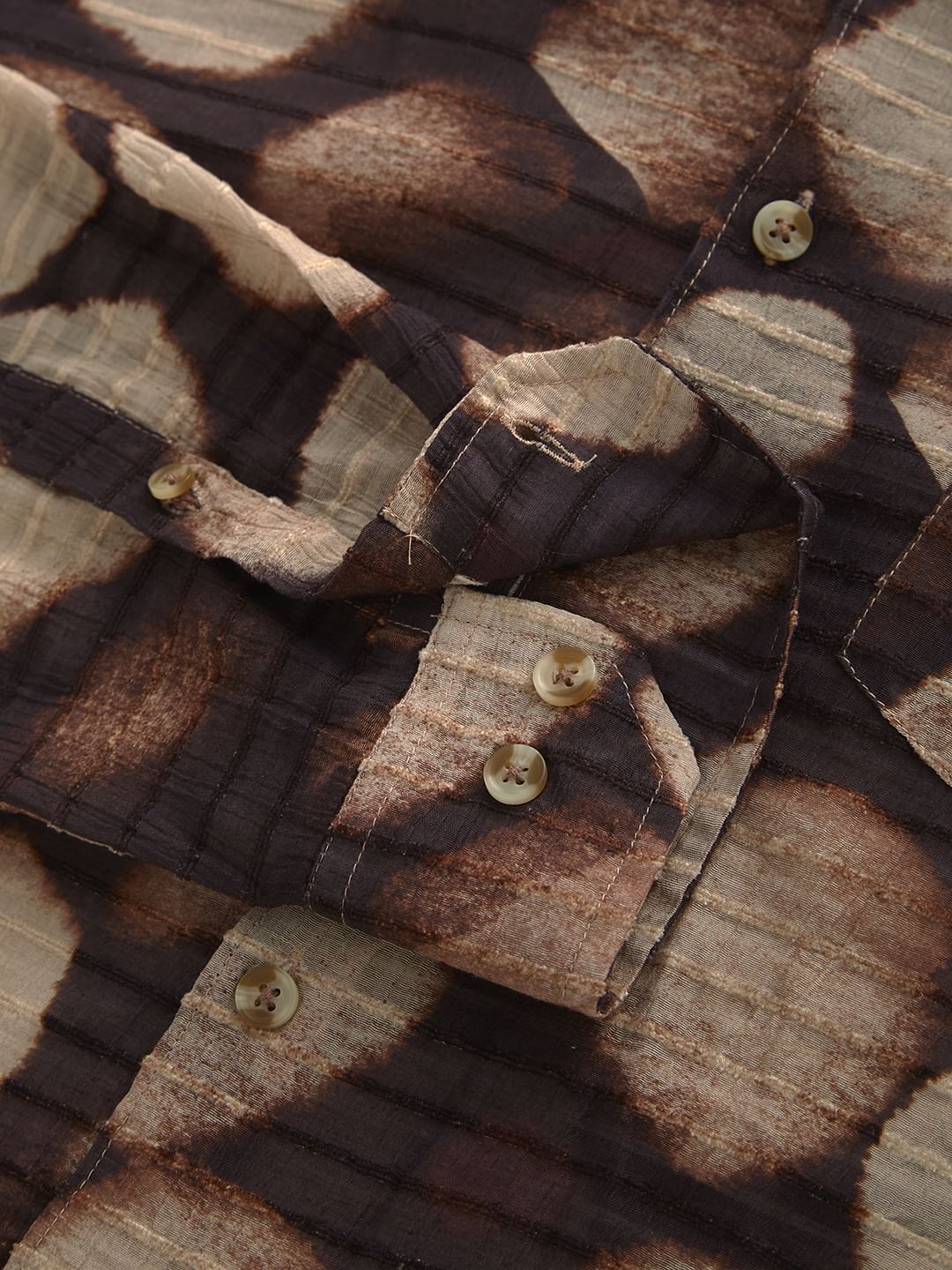 Suave Brown Horizontal Dobby Striped Abstract Printed Shirt - Image 3