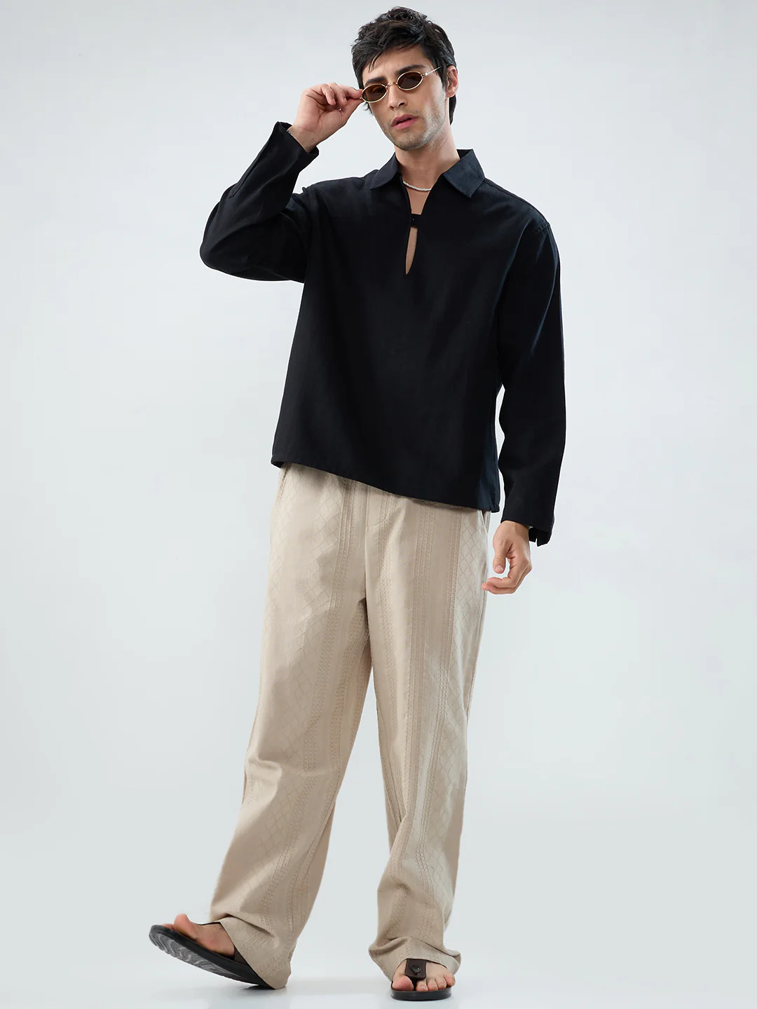 Timeless Black Cuffless Oversized Shirt - Image 7
