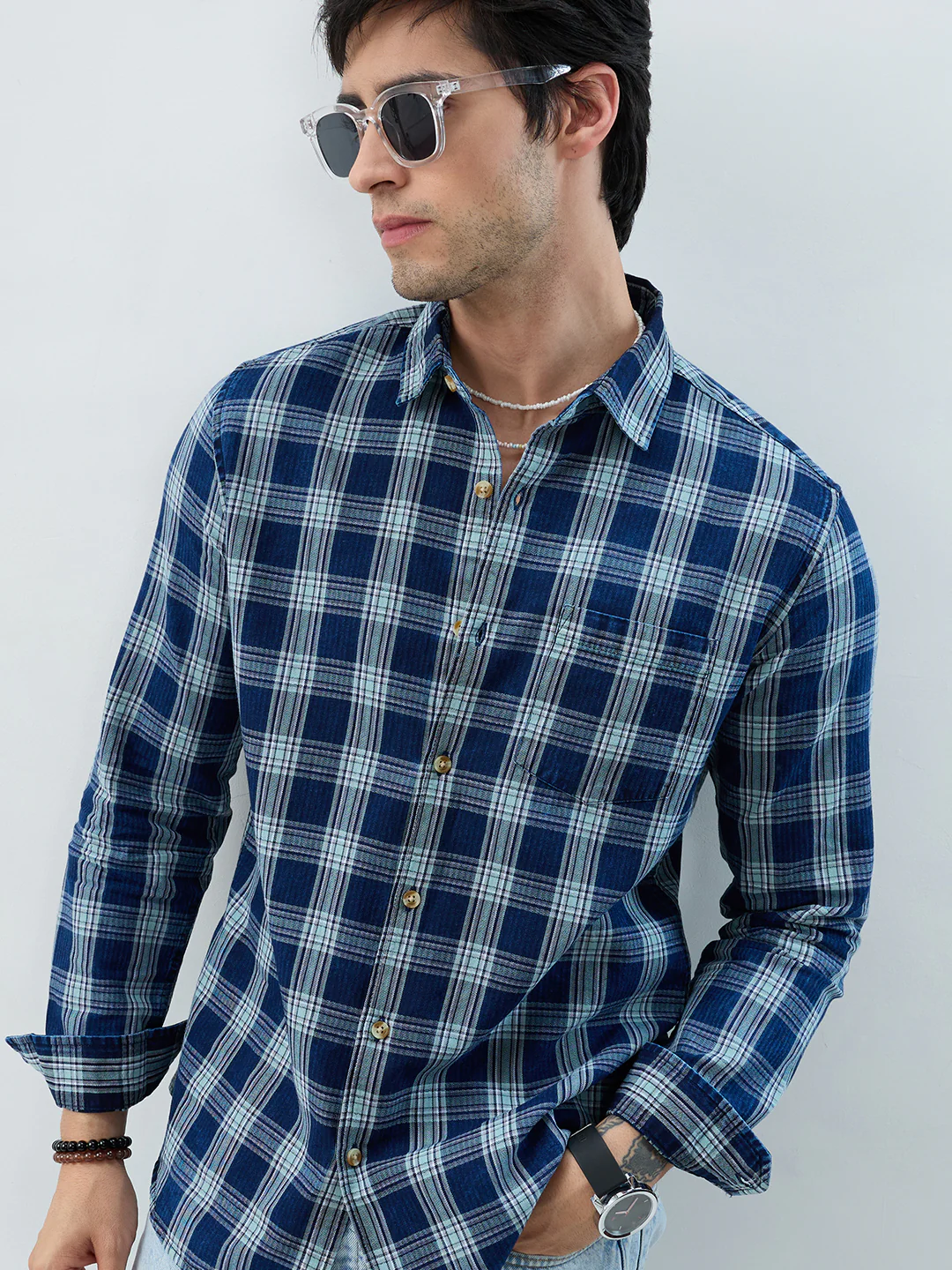 Timeless Denim Blue Box Checks Shirt - Image 2