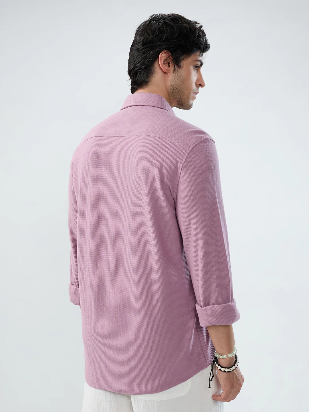 Turkish Rose Pink Textured Knit Shirt - Image 6