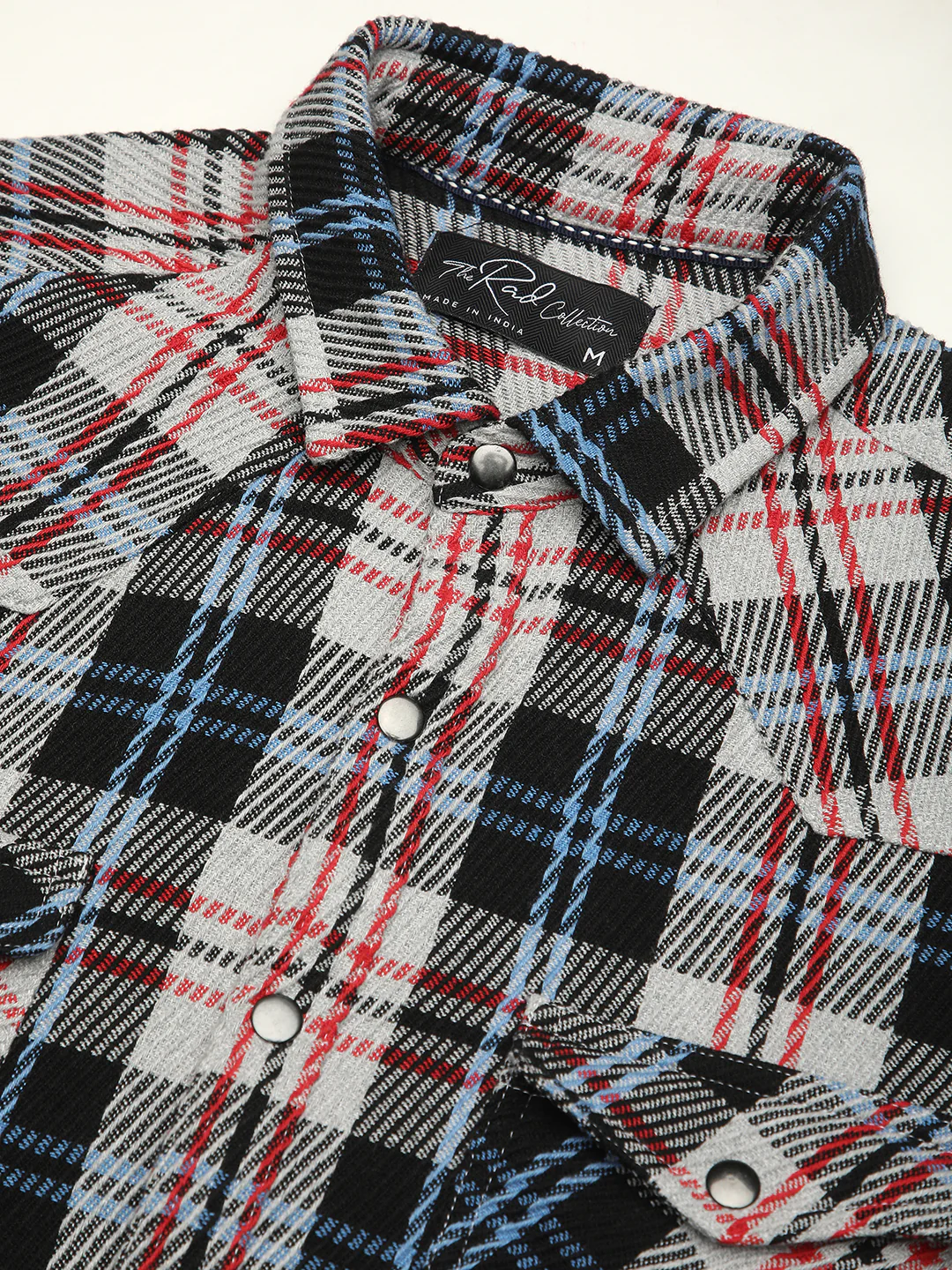 Vibrant Multicolor Heavy Twill Jacquard Double Pocket Shirt - Image 3