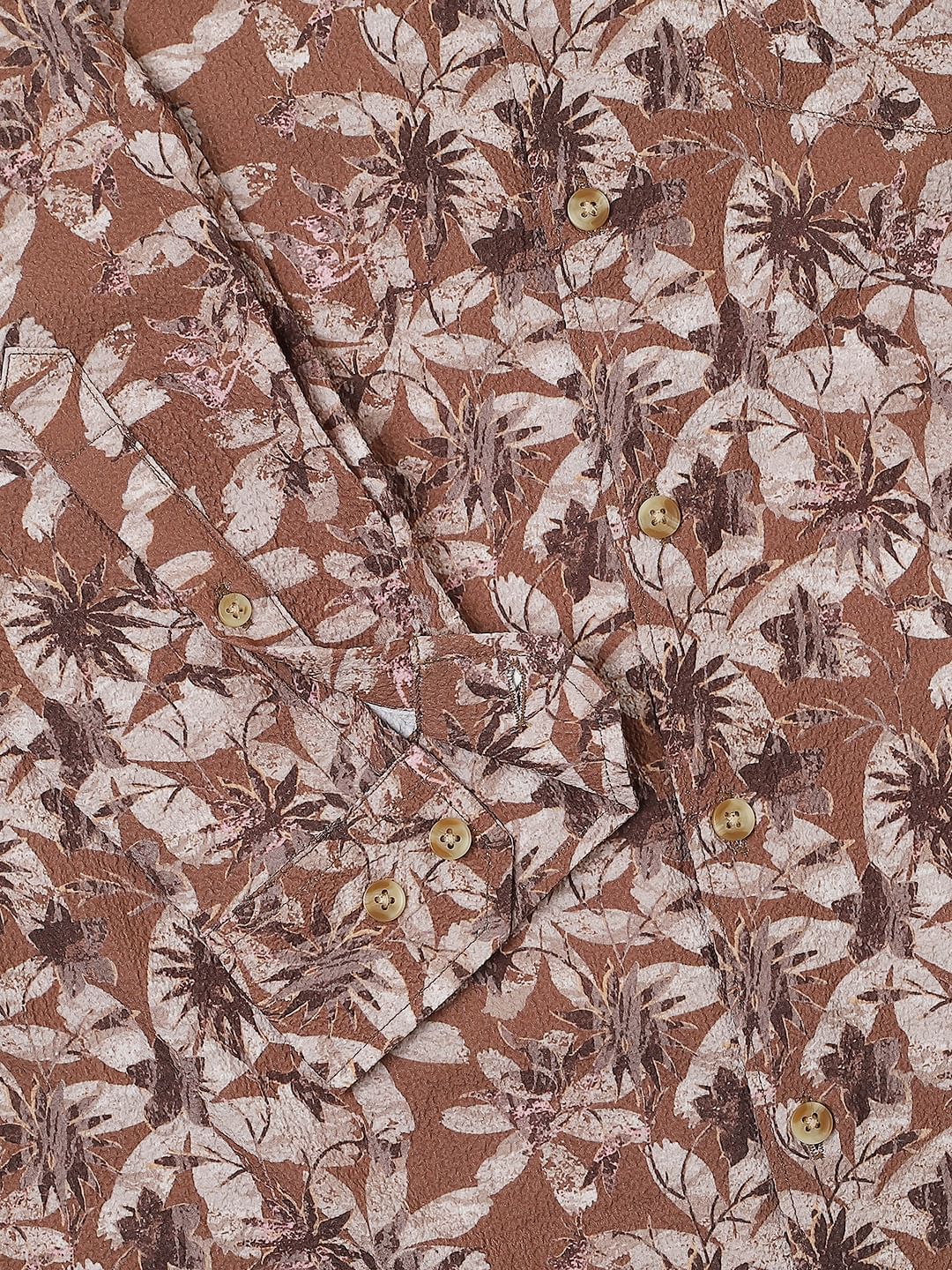 Voguish Creased Brown Floral Shirt - Image 3