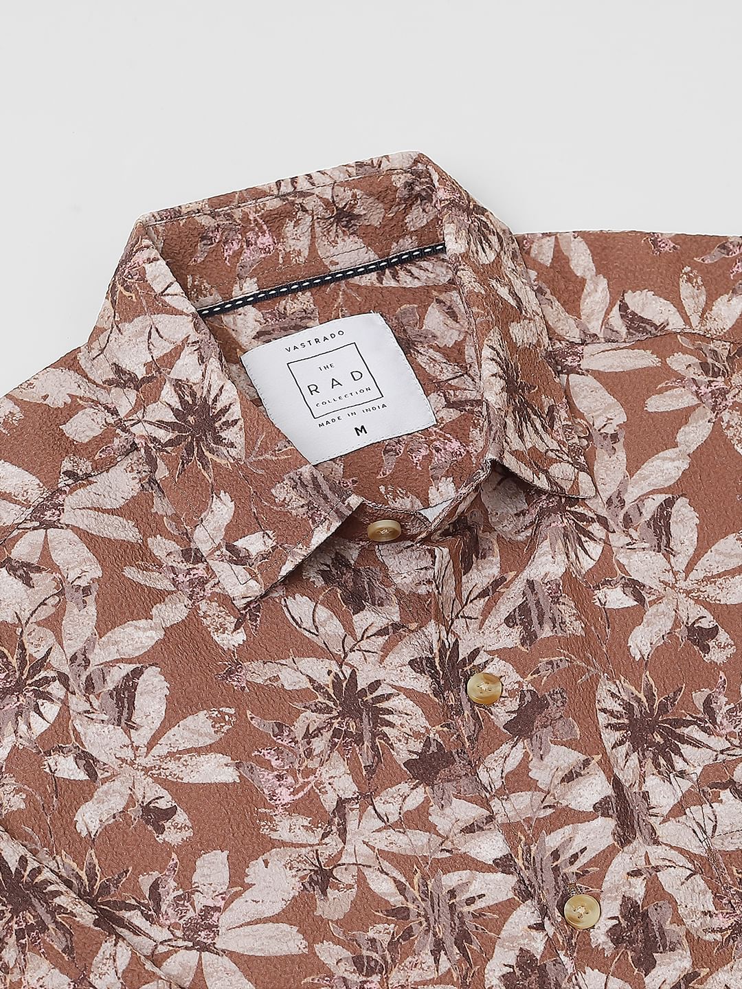 Voguish Creased Brown Floral Shirt - Image 8