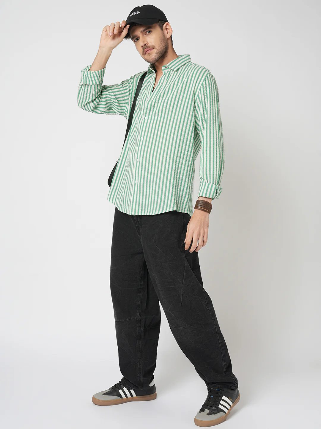 White & Green Candy Stripe Seersucker Shirt - Image 8