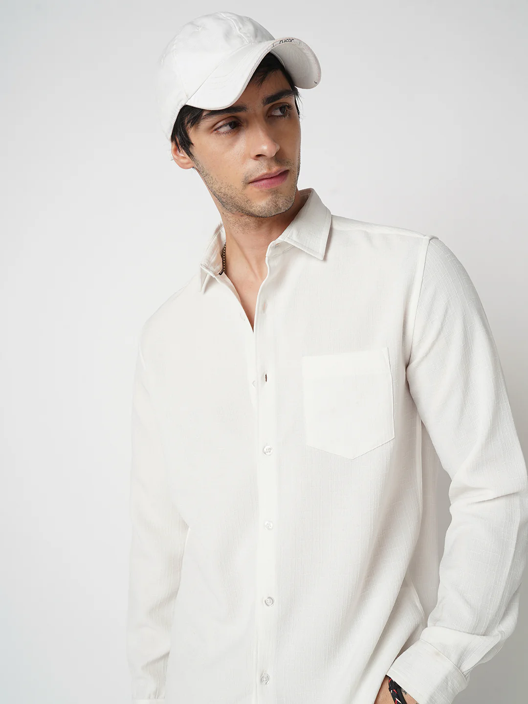 White Slub Textured Shirt - Image 2