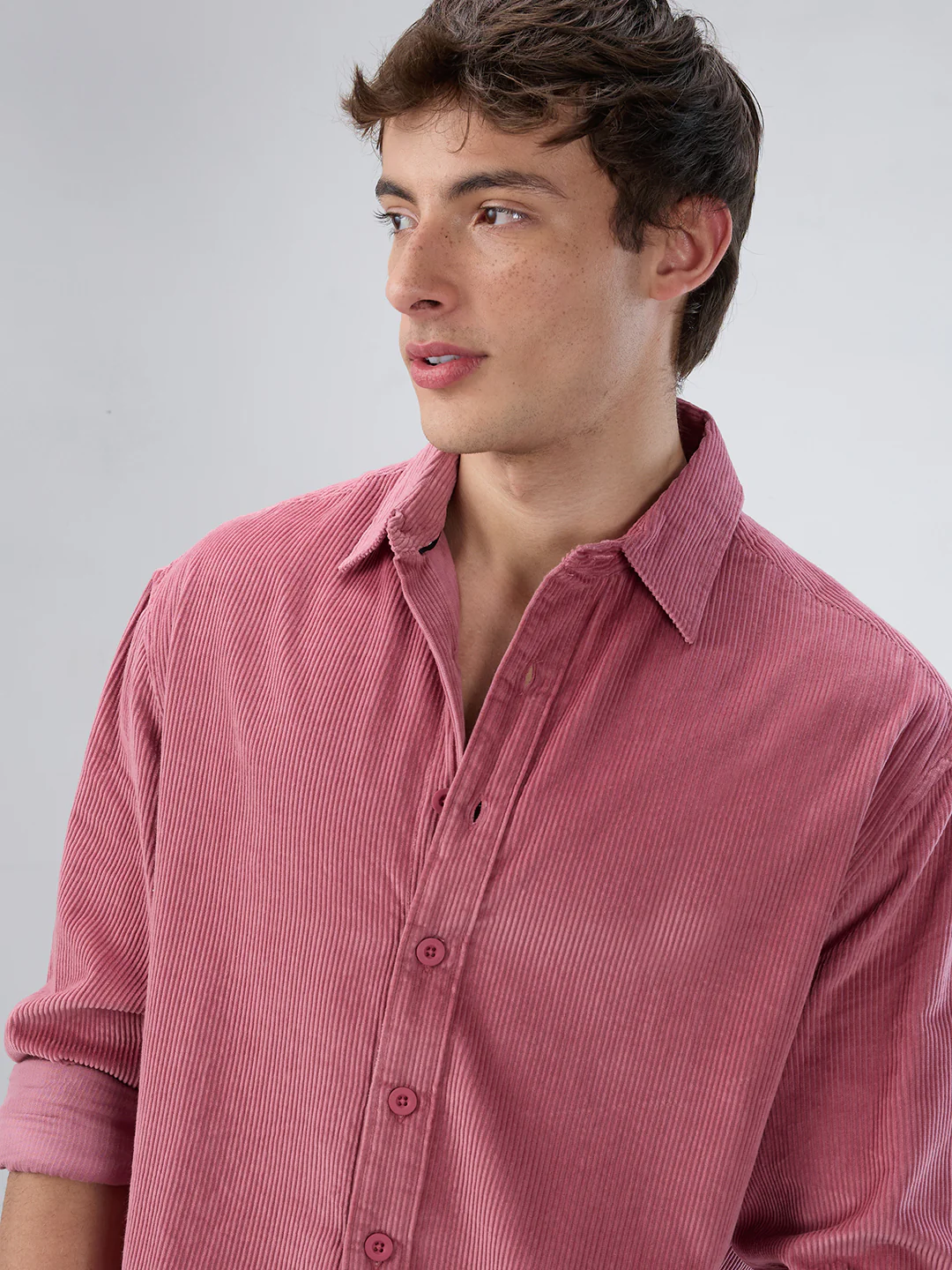 Wild Orchid Pink Corduroy Boxy Fit Crop Shirt - Image 3