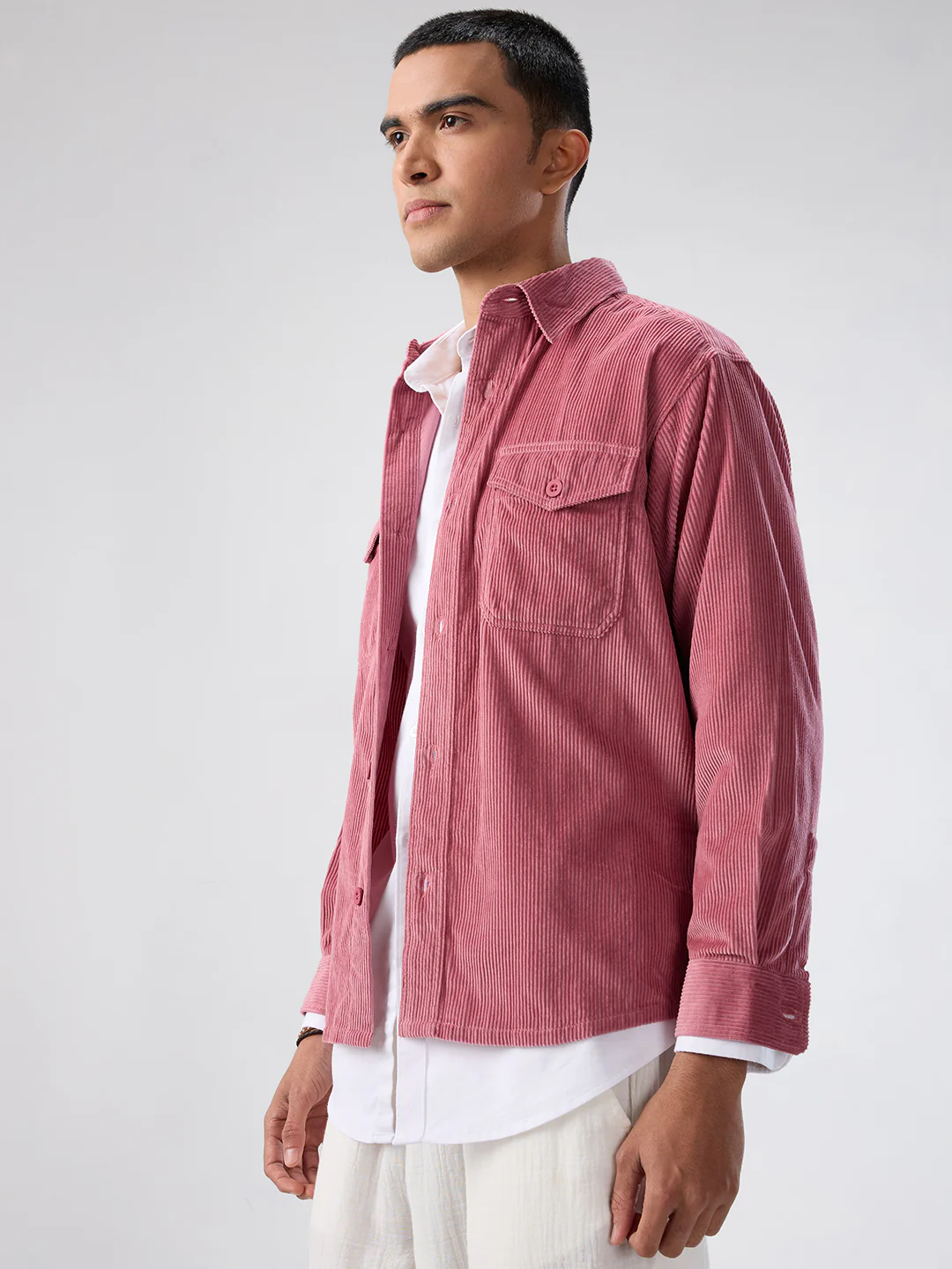 Wild Orchid Pink Corduroy Double Pocket Overshirt - Image 5