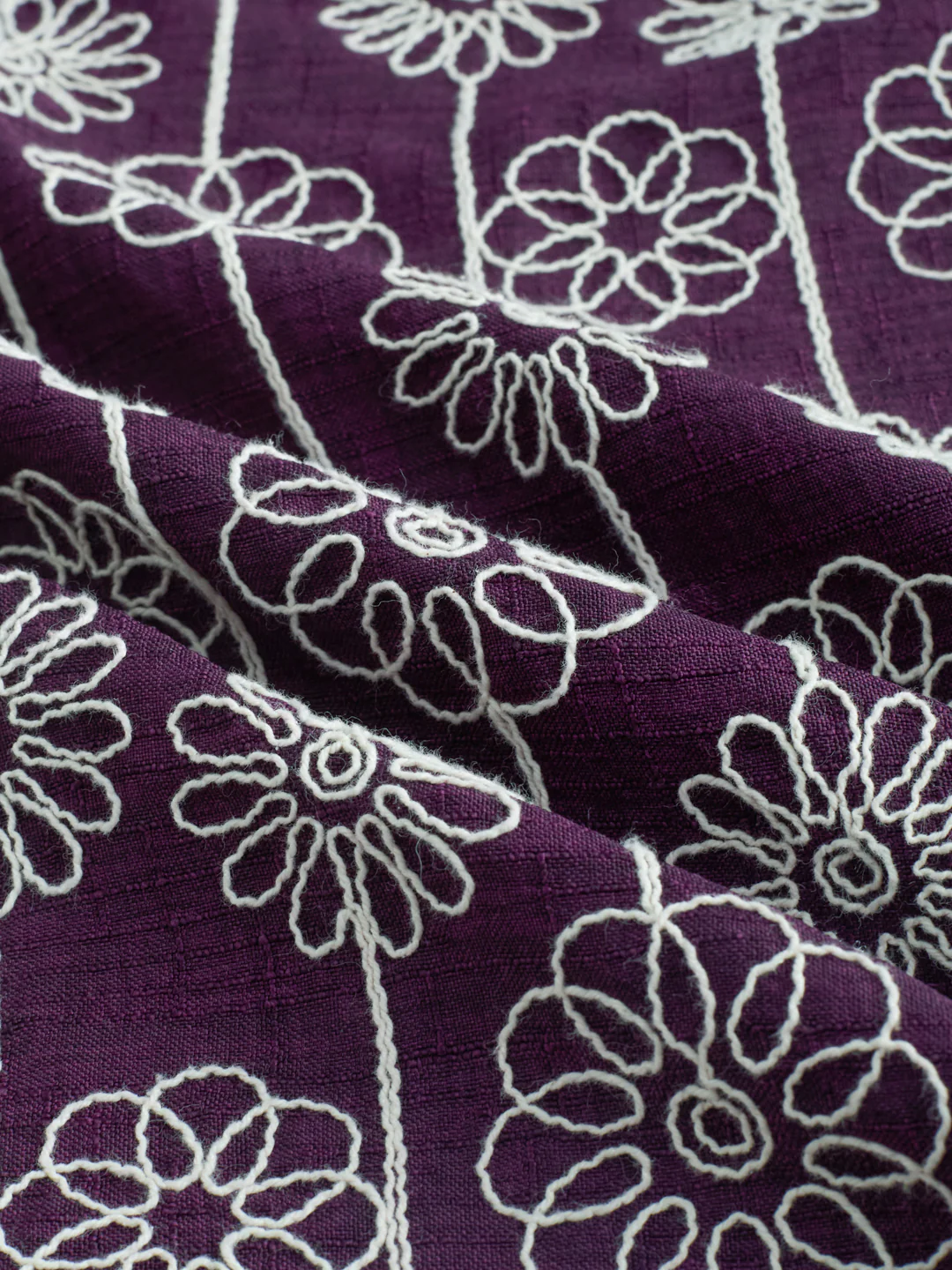 Wine Floral Embroidered Slub Shirt - Image 3