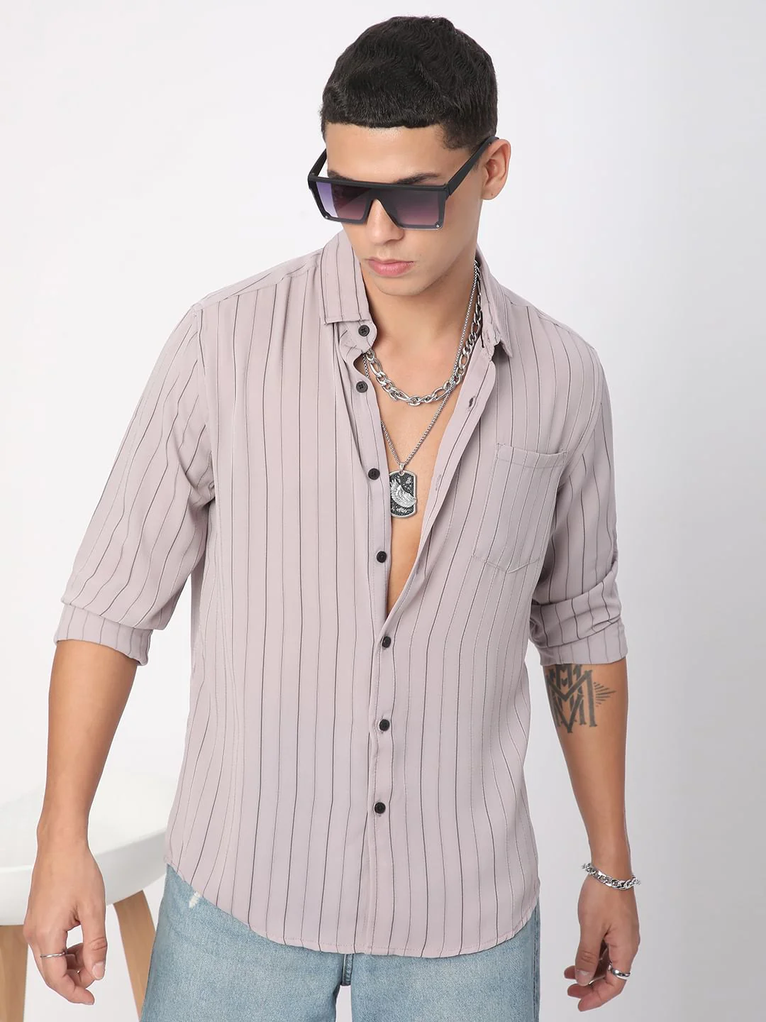 Wisteria Purple Striped Shirt - Image 3