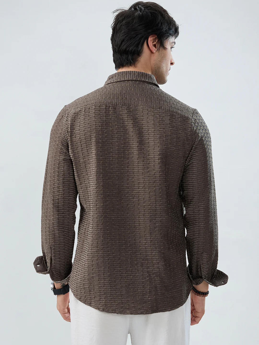 Woodland Olive Wave Horizontal Textured Shirt - Image 6